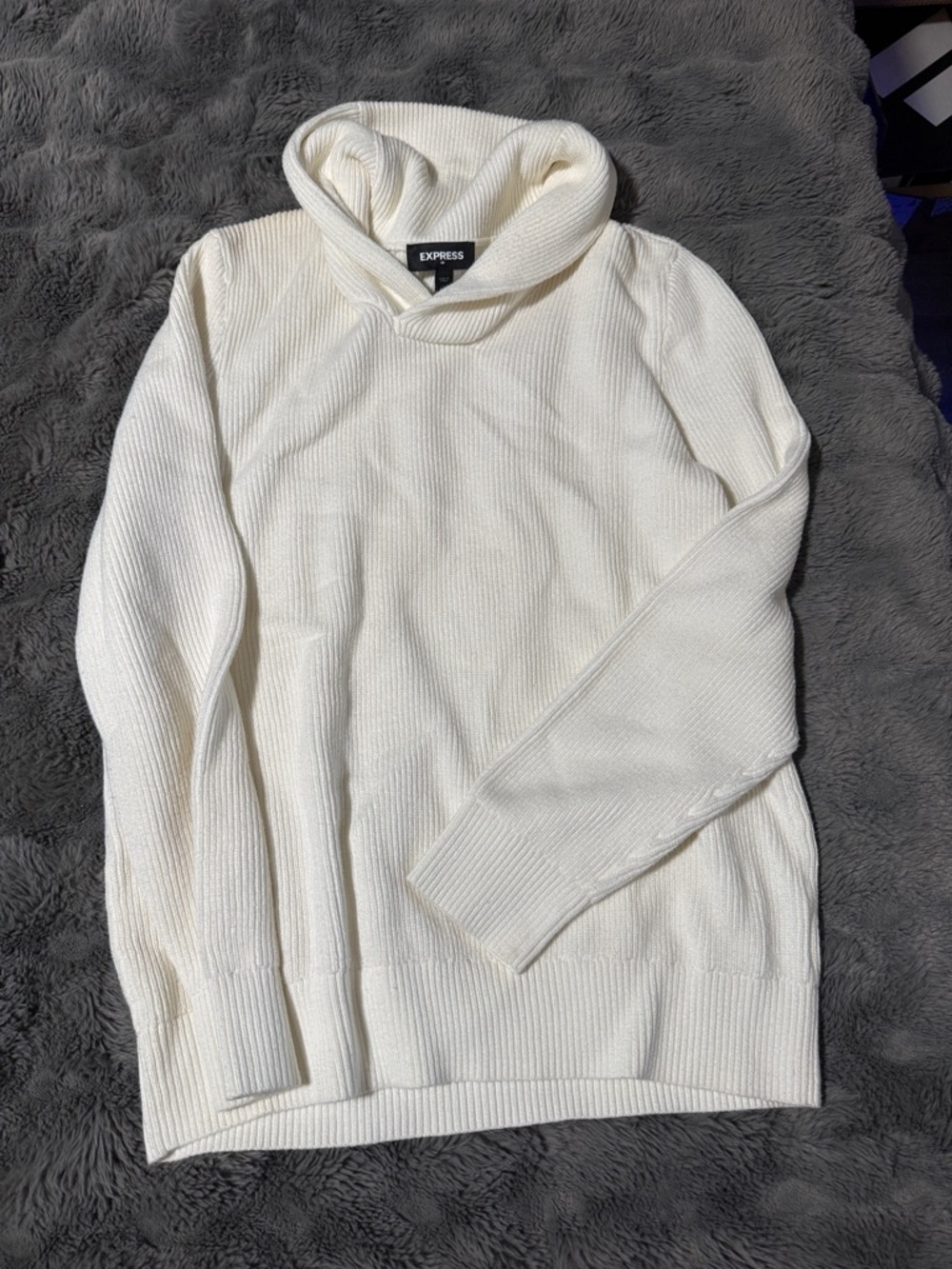 Express Men's Ivory Turtleneck Ribbed Sweater